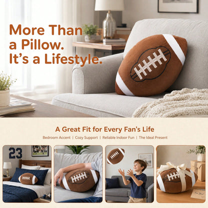 2 Pcs Plush Basketball Baseball Football Rugby Pillow Soft Fluffy Sports Stuffed Throw Pillow Cute Ball Cushion For Bedroom Nursery Room Decoration(Football, 11.8 X 7.8 Inch)
