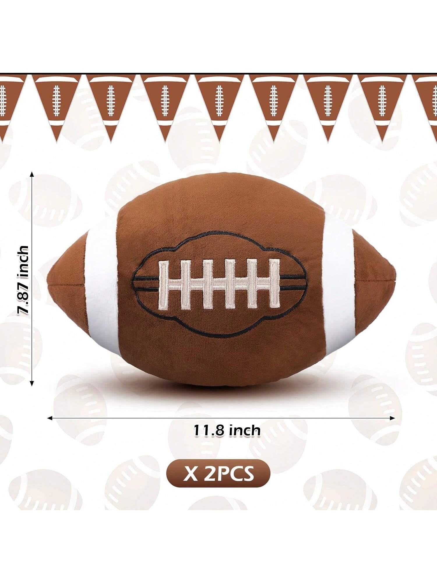 2 Pcs Plush Basketball Baseball Football Rugby Pillow Soft Fluffy Sports Stuffed Throw Pillow Cute Ball Cushion For Bedroom Nursery Room Decoration(Football, 11.8 X 7.8 Inch)