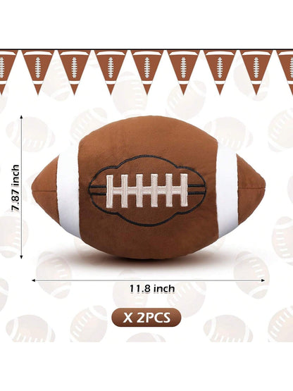 2 Pcs Plush Basketball Baseball Football Rugby Pillow Soft Fluffy Sports Stuffed Throw Pillow Cute Ball Cushion For Bedroom Nursery Room Decoration(Football, 11.8 X 7.8 Inch)