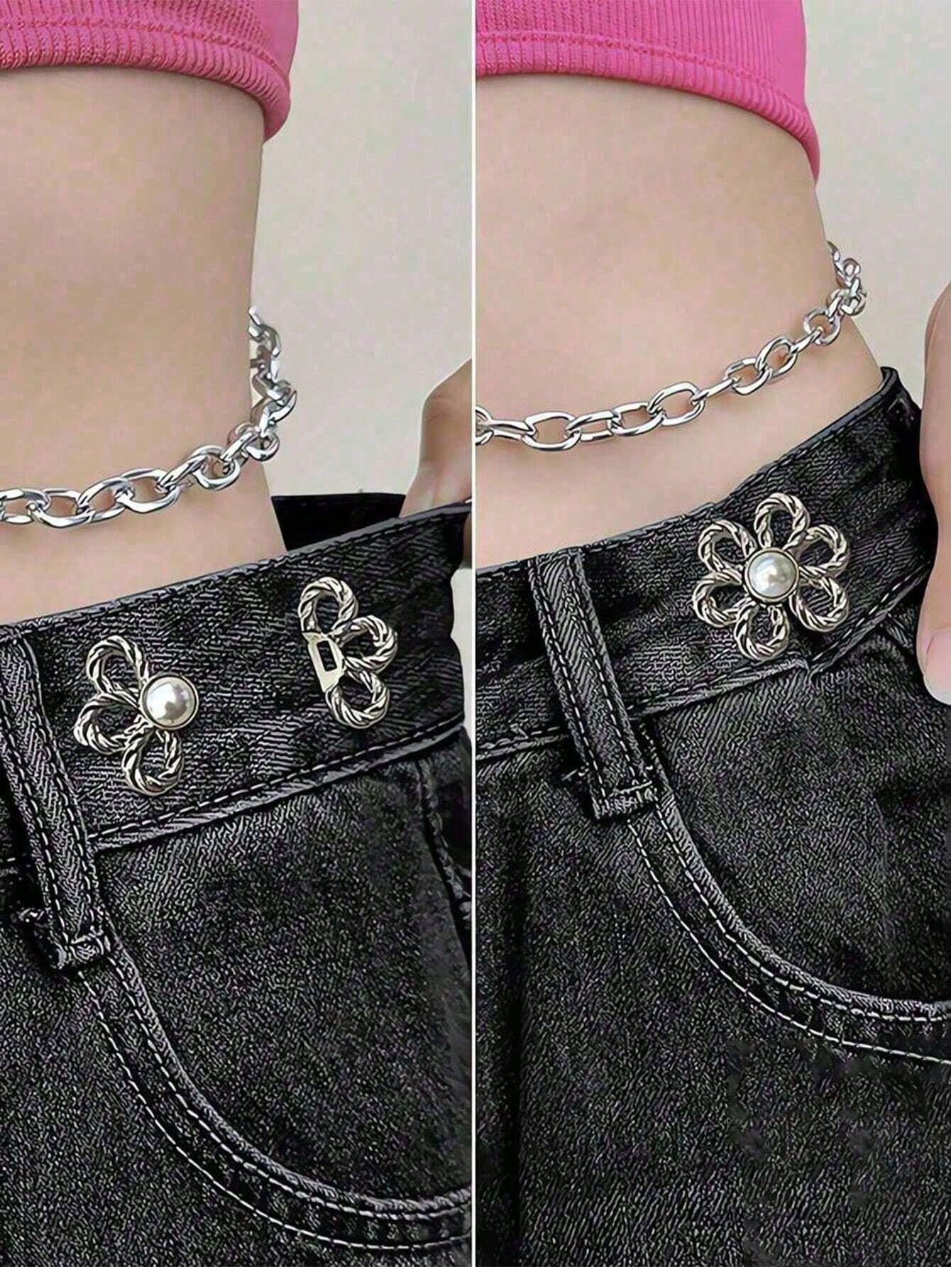 2 Sets Of 6-Petal Detachable Invisible Waist Belt Flower Buckle, Waist Cinching Buttons, Shirt Collar Pins