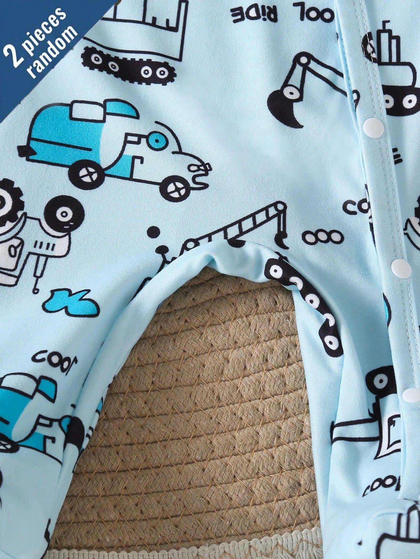 [2 Sets Random] 3-Piece Newborn Baby Long Sleeve & Footed Homewear White Blue Dinosaur Truck Print Soft Knit Spring Autumn Sleepwear
