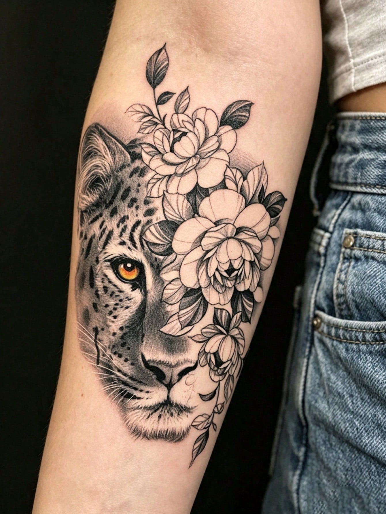 2 Sheets Temporary Tattoo Stickers For Women Or Men, Colorful Black Sexy Animal Style Tiger Butterfly And Leopard Flowers Pattern, Waterproof Fake Tattoo, Lasts 2-5 Days, Covering Scars, Suitable For