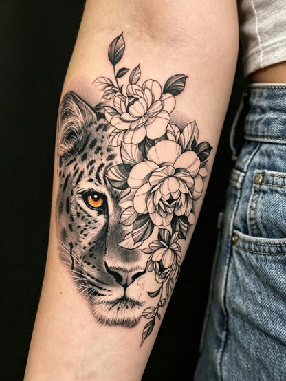 2 Sheets Temporary Tattoo Stickers For Women Or Men, Colorful Black Sexy Animal Style Tiger Butterfly And Leopard Flowers Pattern, Waterproof Fake Tattoo, Lasts 2-5 Days, Covering Scars, Suitable For