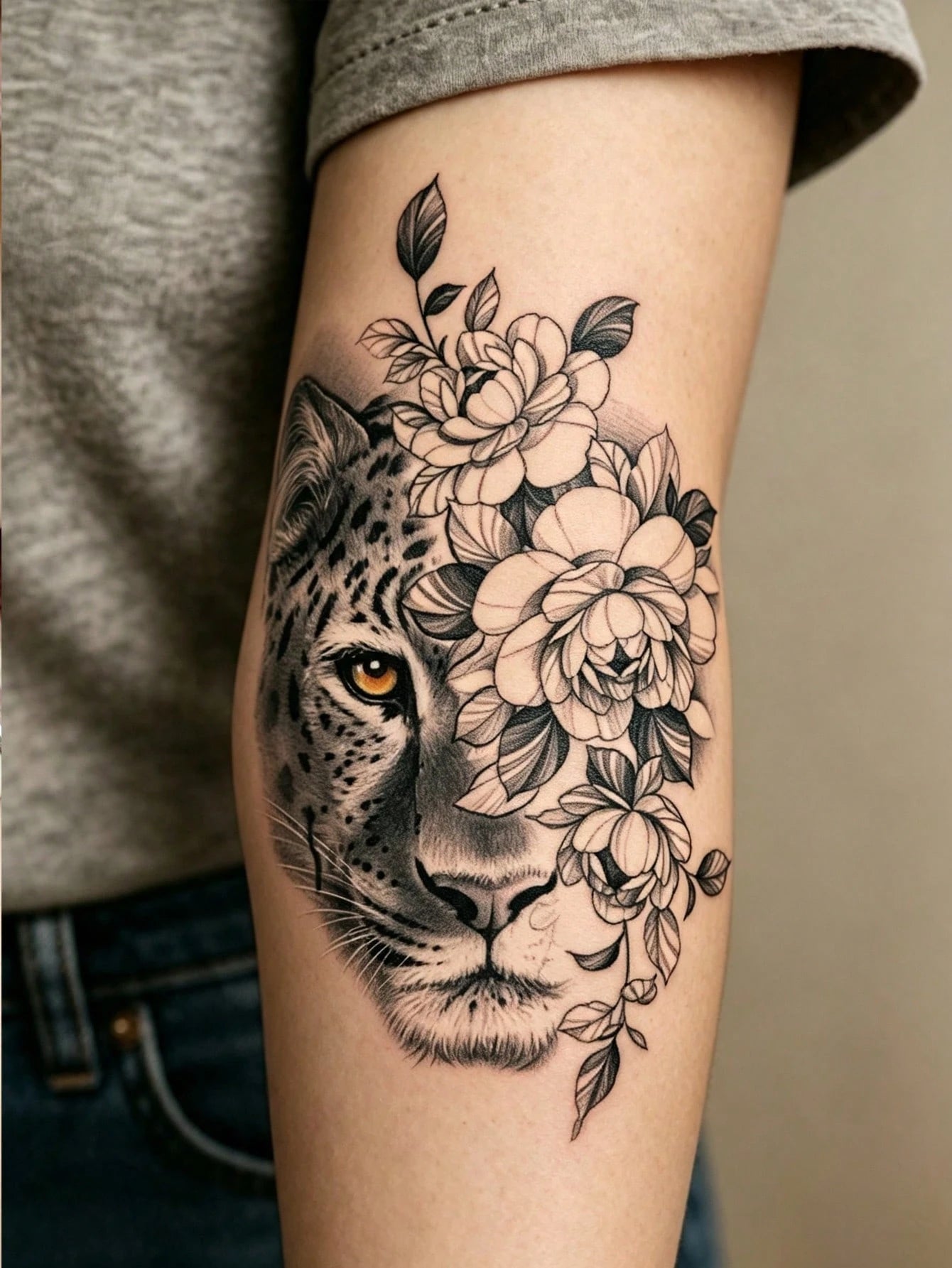 2 Sheets Temporary Tattoo Stickers For Women Or Men, Colorful Black Sexy Animal Style Tiger Butterfly And Leopard Flowers Pattern, Waterproof Fake Tattoo, Lasts 2-5 Days, Covering Scars, Suitable For
