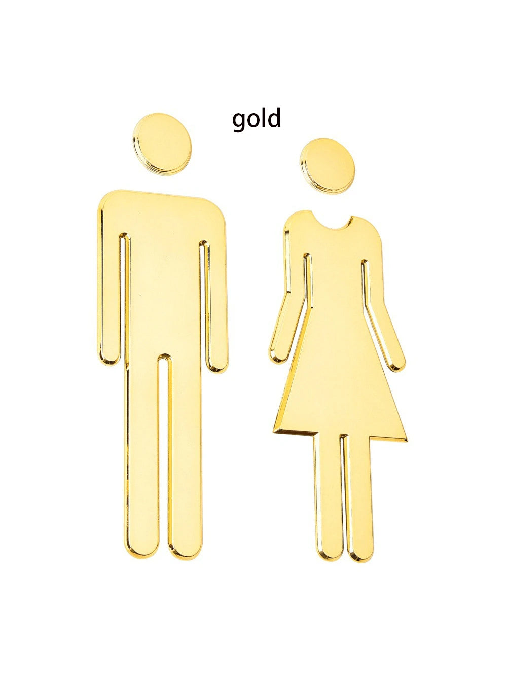 20.07cm Acrylic Bathroom Sign For Men & Women, Reusable Self-Adhesive Toilet Door Decal, Glitter Surface, Suitable For Office Use- Silver/Gold, Christmas/Halloween Gift Decor Bathroom Accessories