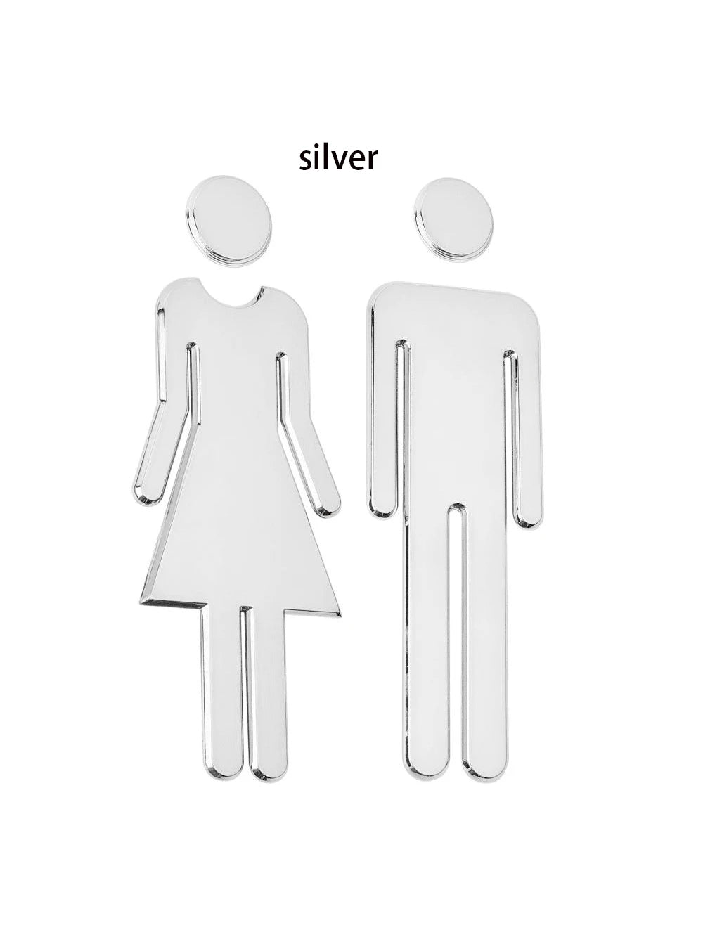 20.07cm Acrylic Bathroom Sign For Men & Women, Reusable Self-Adhesive Toilet Door Decal, Glitter Surface, Suitable For Office Use- Silver/Gold, Christmas/Halloween Gift Decor Bathroom Accessories