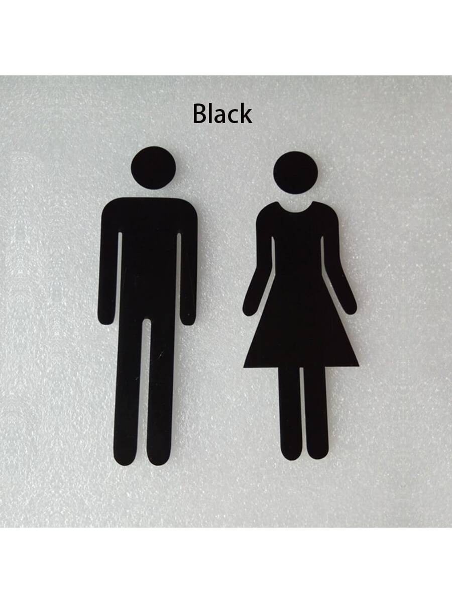20.07cm Acrylic Bathroom Sign For Men & Women, Reusable Self-Adhesive Toilet Door Decal, Glitter Surface, Suitable For Office Use- Silver/Gold, Christmas/Halloween Gift Decor Bathroom Accessories