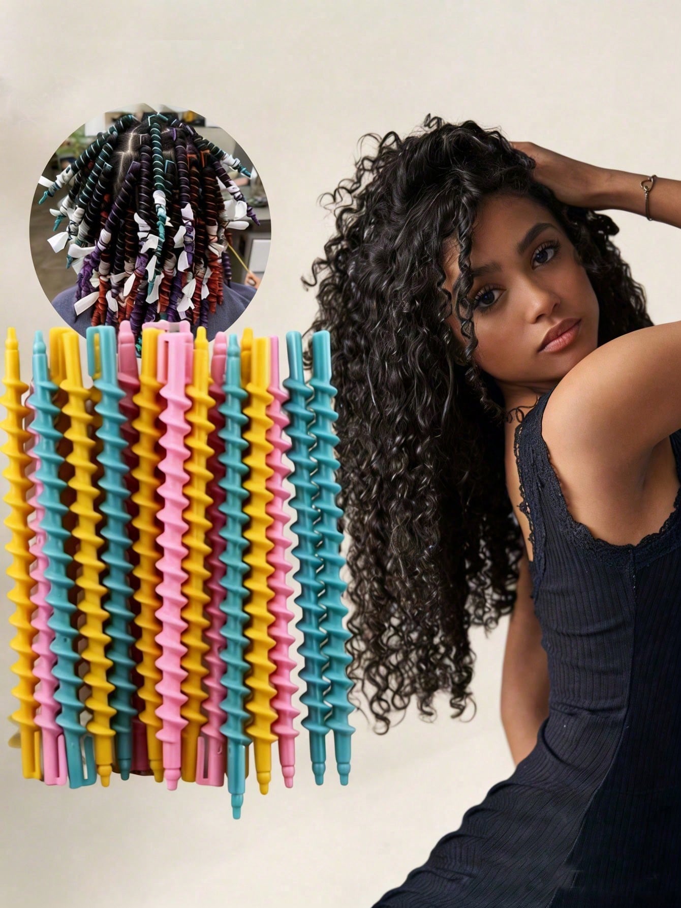 20/10/1pc Heatless Curling Iron Set, No Heat Curling Rod Suitable For Long Hair, Colorful Spiral Curling Rod DIY Curls, Perfect For Summer Beach, Holiday Party, Daily Styling, Also Ideal Holiday Gift[