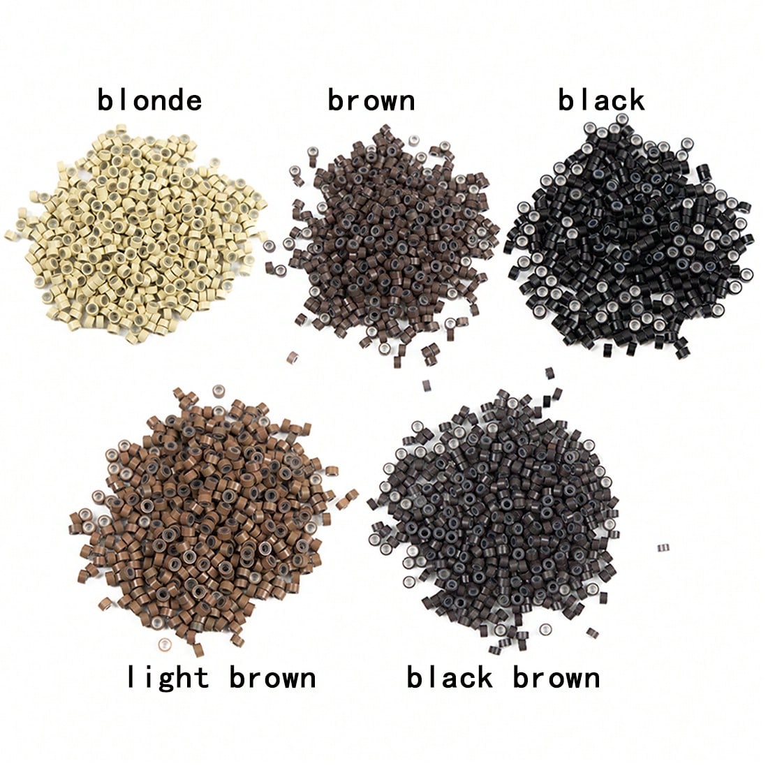 200/500/1000 Pcs Micro Silicone Rings Hair Extensions Beads Silicone Lined Beads 5 Colors Micro Links For Women Hair Feather Extensions Tool