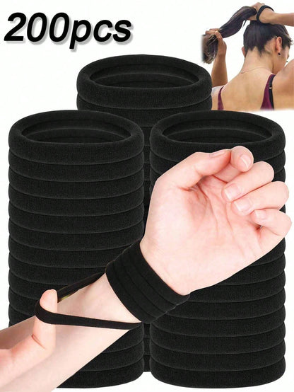 200pcs Fashionable Minimalist High Elasticity Thick Hair Bands, Seamless High Elasticity Rubber Bands, Suitable For Daily Outings And Various Hairstyles, Suitable For Women, Can Effectively Fix Long H