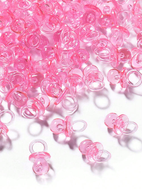 200pcs Mini Acrylic Pacifiers, Suitable For Baby Shower Party Games, 0.86 Inch Bulk Pacifiers, Suitable For Gender Reveal Party Gifts Table Decor (Pink)