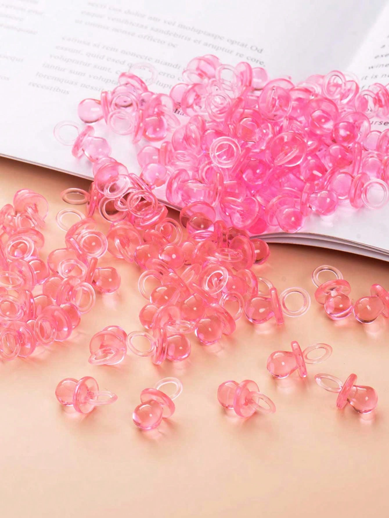 200pcs Mini Acrylic Pacifiers, Suitable For Baby Shower Party Games, 0.86 Inch Bulk Pacifiers, Suitable For Gender Reveal Party Gifts Table Decor (Pink)