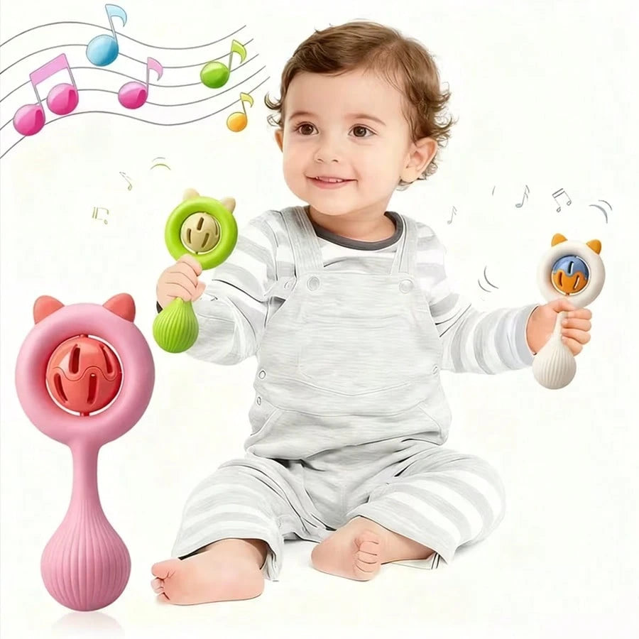 2025 Baby Rattle Toy Set: Vibrating Rattle Suitable For 0-3 Years Old Infants, Grip Training Toy, Thanksgiving, Newborn Fun Toy Gift