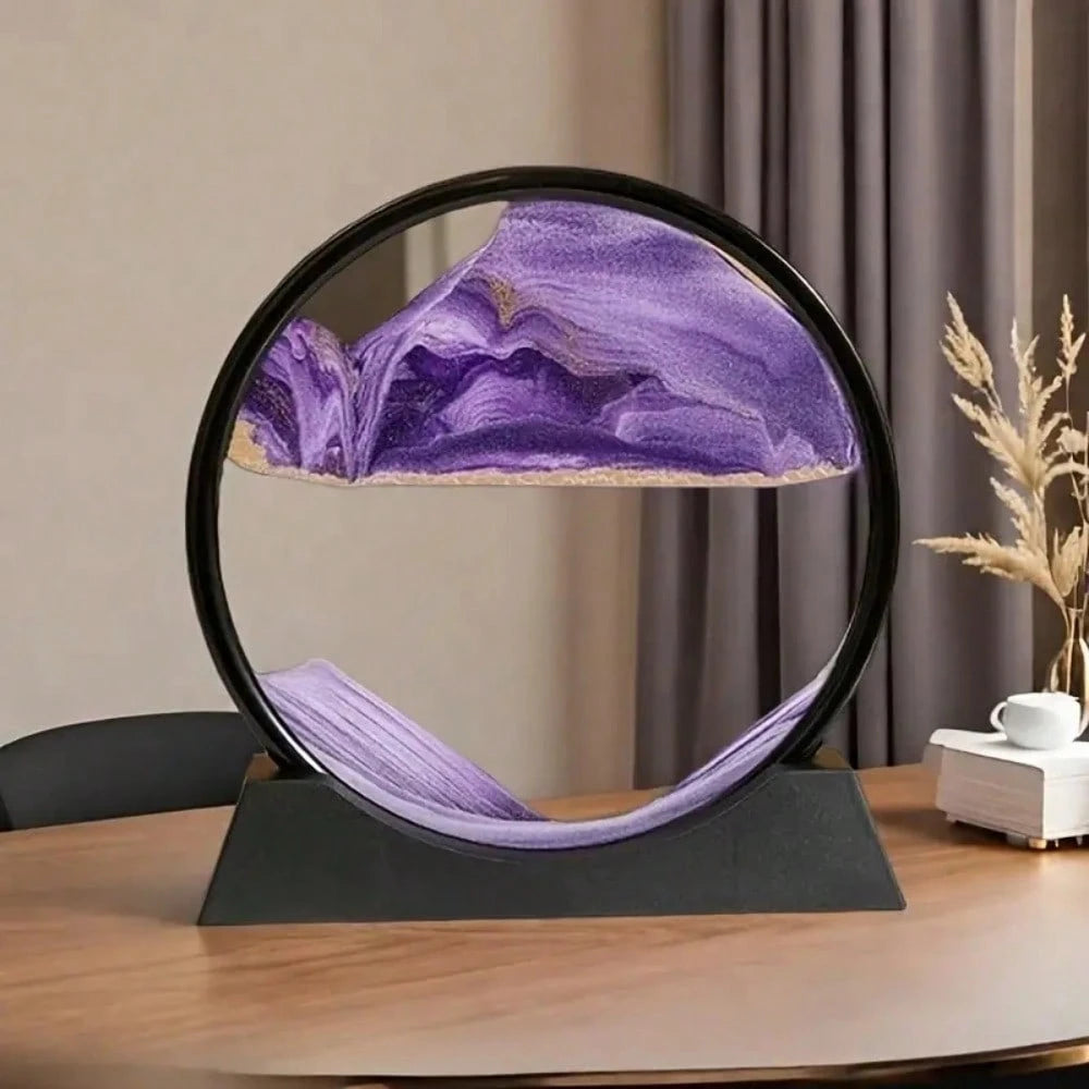 2025 New 1-Piece 3D Deep Sea Landscape Mobile Sand Painting- Flowing Blue Waves, Circular/Rectangular Frame, Plastic Desktop Decoration, Suitable For Home And Office Use, Relaxing Christmas Gift With