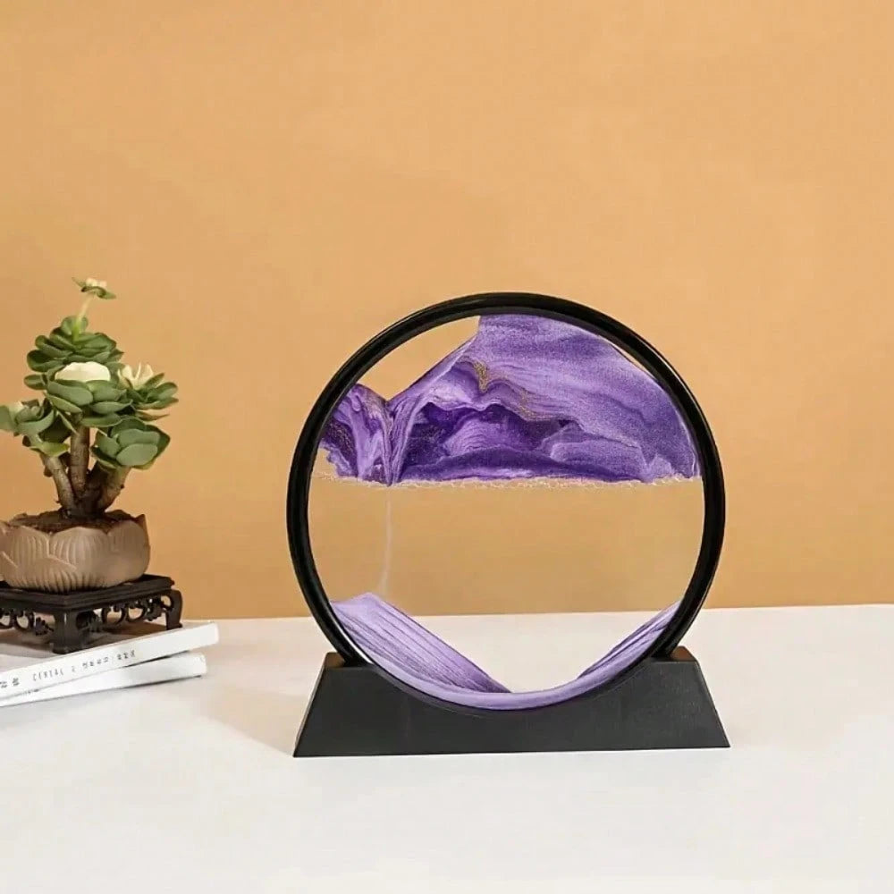2025 New 1-Piece 3D Deep Sea Landscape Mobile Sand Painting- Flowing Blue Waves, Circular/Rectangular Frame, Plastic Desktop Decoration, Suitable For Home And Office Use, Relaxing Christmas Gift With