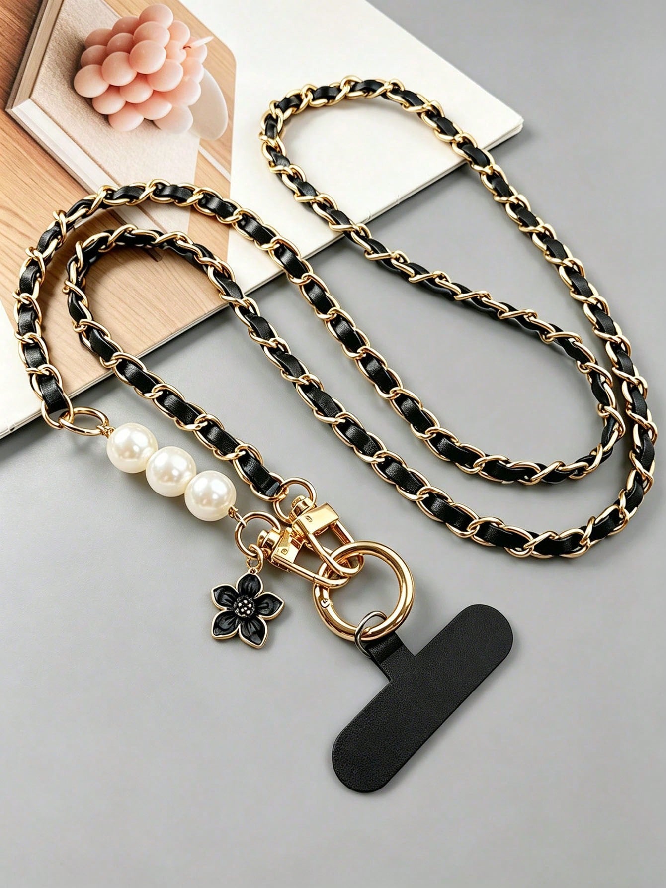 2026 Long Phone Lanyard Crossbody Shoulder Strap High-End Pearl Leather Chain Women's Outdoor Travel Pendant Bag Shell, Hiking, Unisex, Phone Wrist Strap, Keychain, Phone Charm, Phone Accessories, Mob