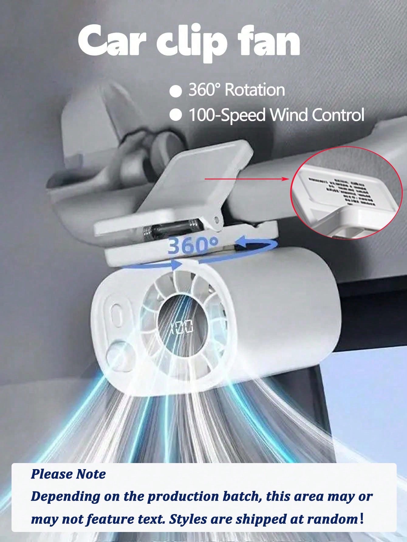 2026 New Car Clip-On Fan With LED Display- USB Rechargeable Backseat Cooling Fan, 100 Adjustable Wind Speeds & 360° Rotation, 1200/1400mAh Powerful Air Circulator, Suitable For SUV, RV, Van, Pickup T