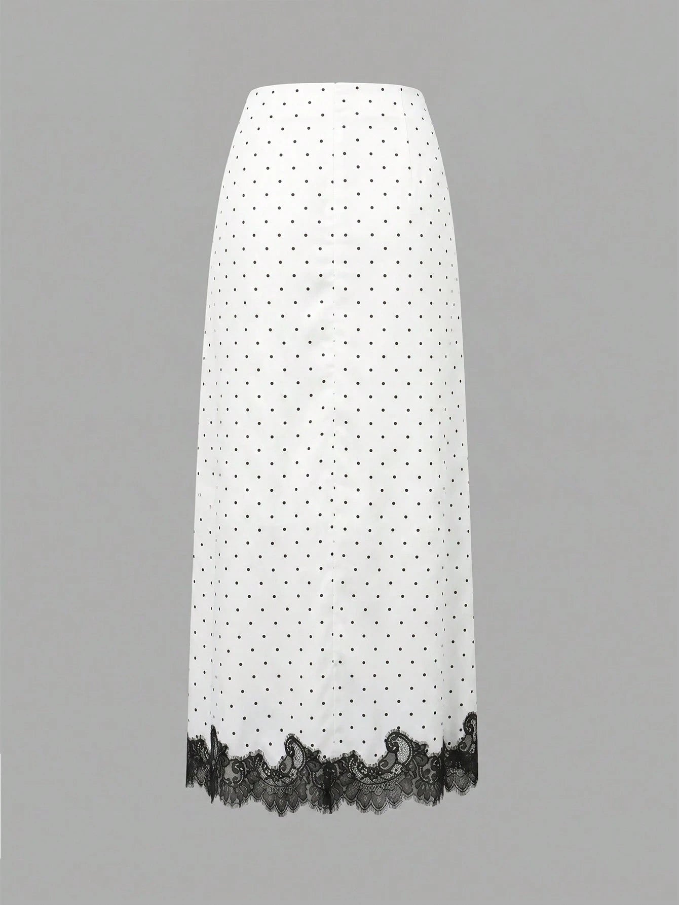 2026 New Elegant Commuter Style Women's Black & White Polka Dot Lace Patchwork Skirt, Summer Spring