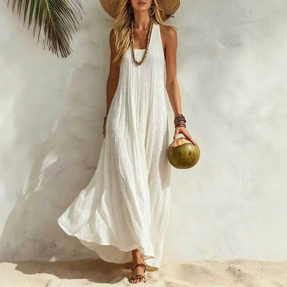 2026 Summer European And American Independent Brand New Cotton And Linen Women's Vest Dress For Beach Vacation, Loose Fit Dress For Women High-Quality