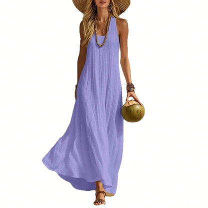 2026 Summer European And American Independent Brand New Cotton And Linen Women's Vest Dress For Beach Vacation, Loose Fit Dress For Women High-Quality