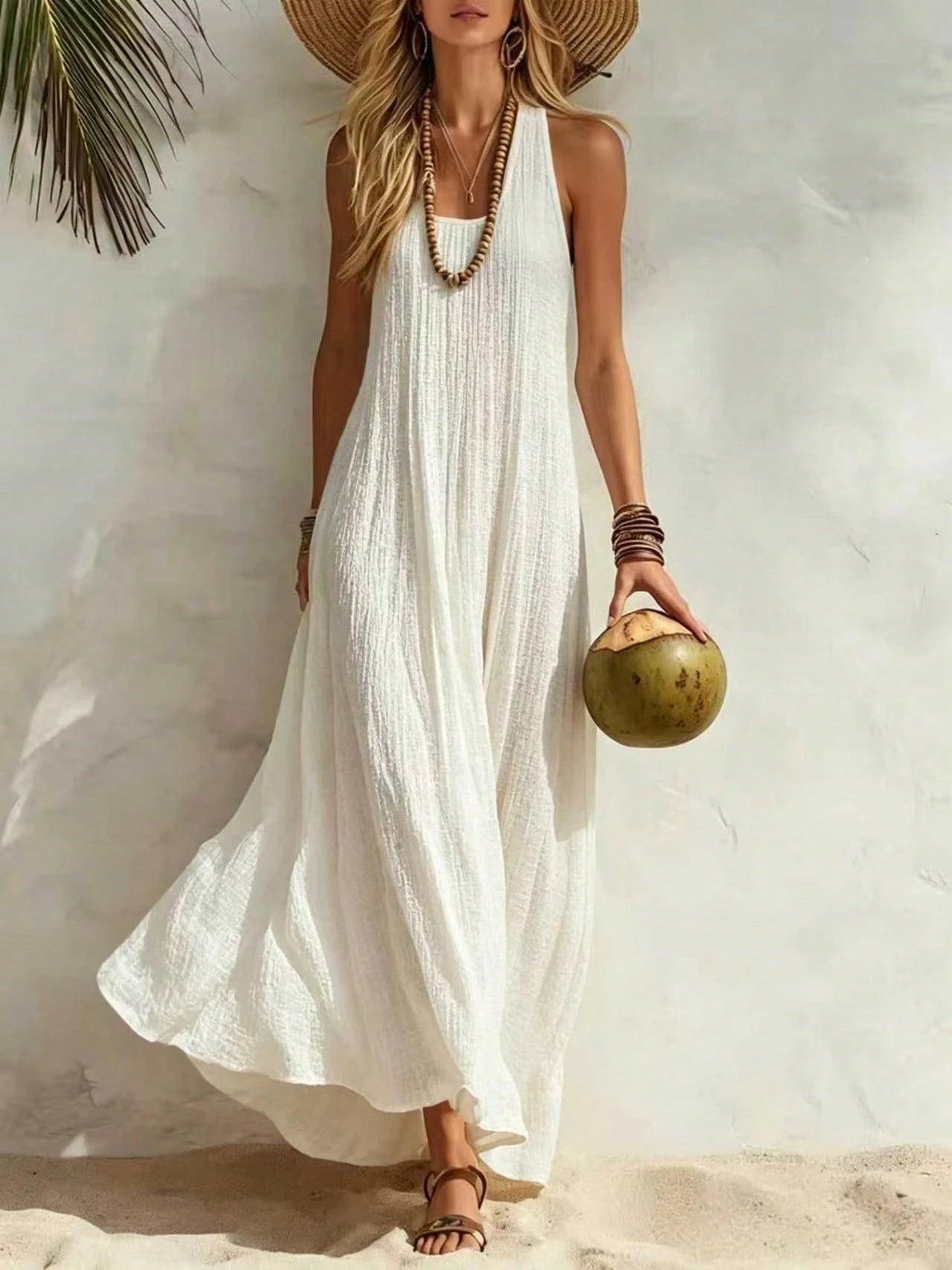 2026 Summer European And American Independent Brand New Cotton And Linen Women's Vest Dress For Beach Vacation, Loose Fit Dress For Women High-Quality