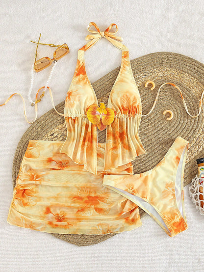 2026 Women's Random Print Spaghetti Strap Sexy Bikini Swimwear Set, Summer Outfit, Elegant, Valentine's Day, Beach, Vacation, Casual, Unique, Summer Set, Summer Holiday Set, Spring, Women's Valentine'