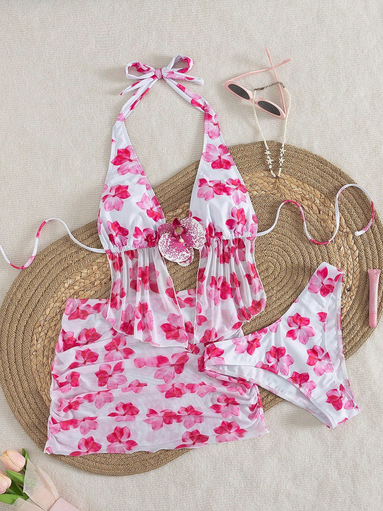 2026 Women's Random Print Spaghetti Strap Sexy Bikini Swimwear Set, Summer Outfit, Elegant, Valentine's Day, Beach, Vacation, Casual, Unique, Summer Set, Summer Holiday Set, Spring, Women's Valentine'