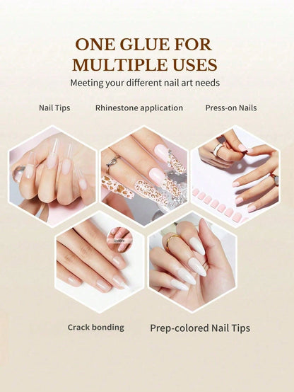 20g Super Strong Nail Glue For Acrylic Nails,Nail Tips, Press On Nails,Fake Nails, Salon Quality Brush On Nail Glue Easy Application Long-Lasting False Nail Glue