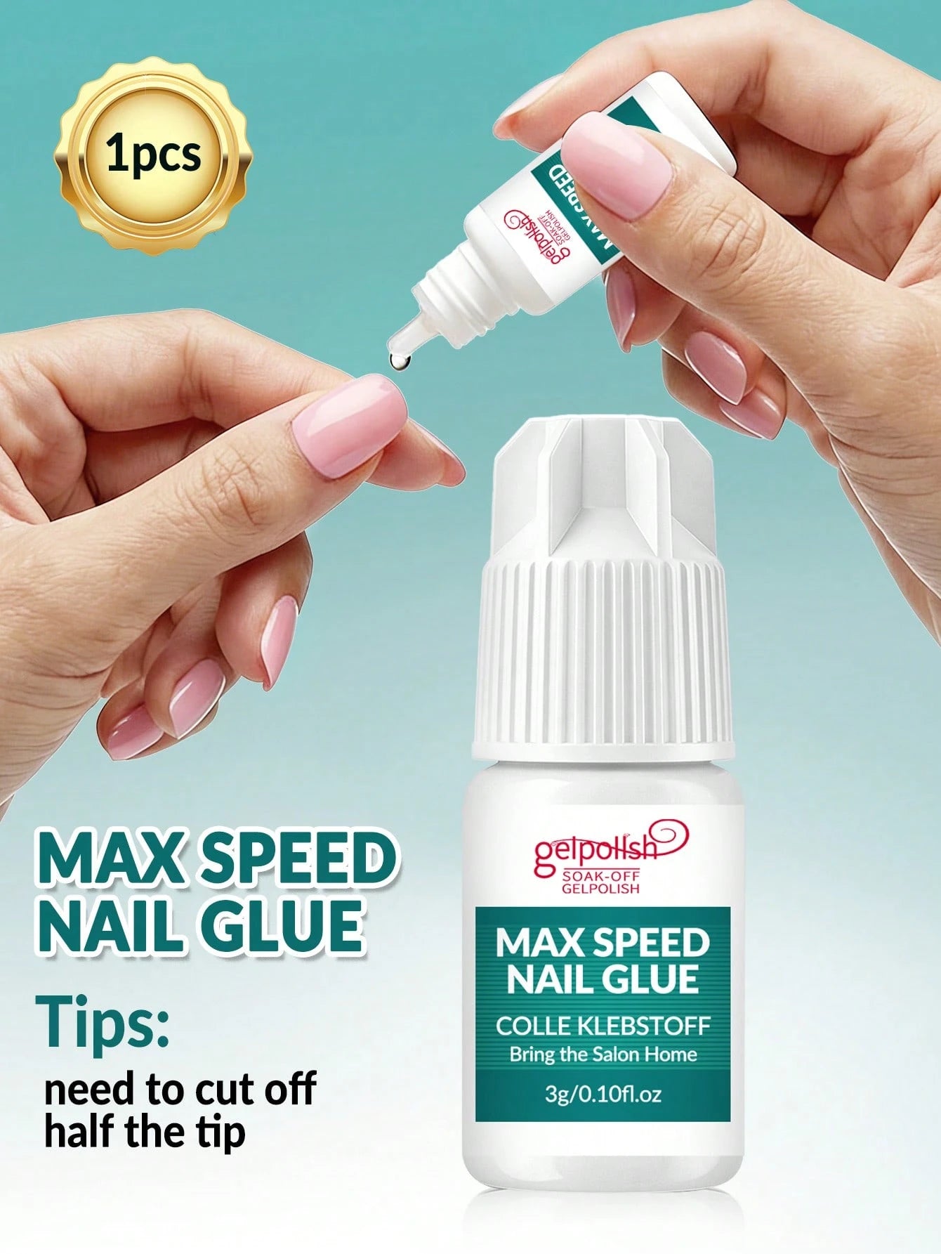 20g Super Strong Nail Glue For Acrylic Nails,Nail Tips, Press On Nails,Fake Nails, Salon Quality Brush On Nail Glue Easy Application Long-Lasting False Nail Glue