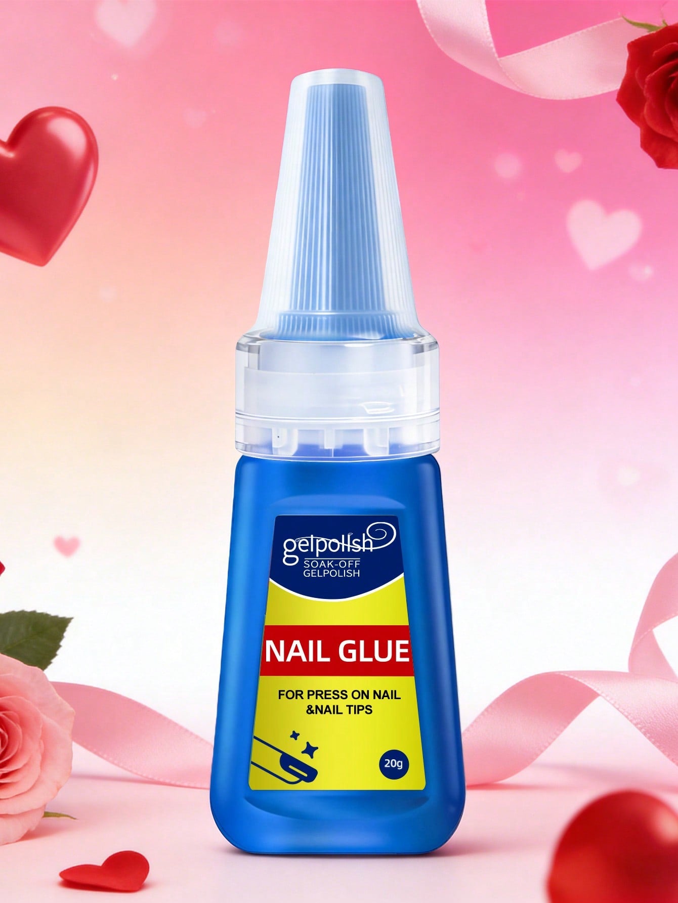 20g Super Strong Nail Glue For Acrylic Nails,Nail Tips, Press On Nails,Fake Nails, Salon Quality Brush On Nail Glue Easy Application Long-Lasting False Nail Glue