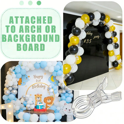 20pcs 3.5 Inch Heavy Duty Transparent Plastic Spring Clamps | Multi-Purpose Balloon Arch Fixing Clips, Suitable For Fixing Backdrop, Sturdy And Durable Craft Clips, Applicable For Birthday Party, Wedd
