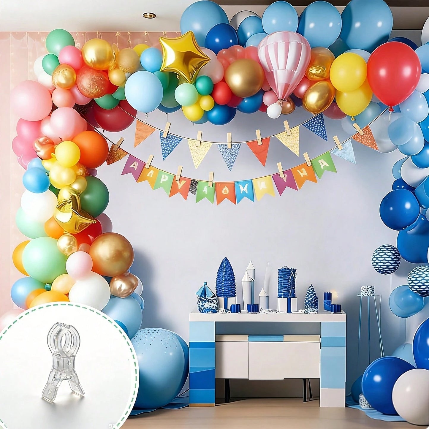 20pcs 3.5 Inch Heavy Duty Transparent Plastic Spring Clamps | Multi-Purpose Balloon Arch Fixing Clips, Suitable For Fixing Backdrop, Sturdy And Durable Craft Clips, Applicable For Birthday Party, Wedd
