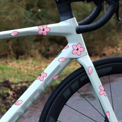 20pcs Beautiful Cherry Blossom Bicycle Decorative Stickers, Vinyl Waterproof Sun-Proof No-Residue, Suitable For Bicycle, Road, Mountain Bike DIY Cover Vehicle Body Scratches, Motorcycle And Helmet Exq
