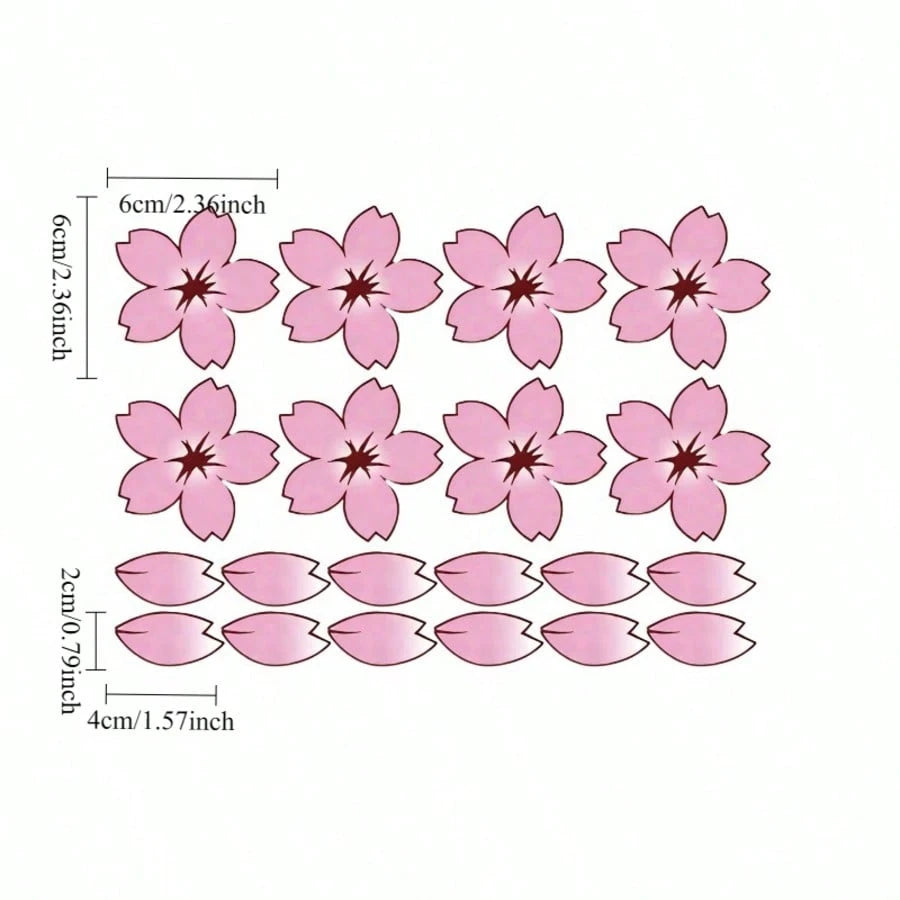 20pcs Beautiful Cherry Blossom Bicycle Decorative Stickers, Vinyl Waterproof Sun-Proof No-Residue, Suitable For Bicycle, Road, Mountain Bike DIY Cover Vehicle Body Scratches, Motorcycle And Helmet Exq