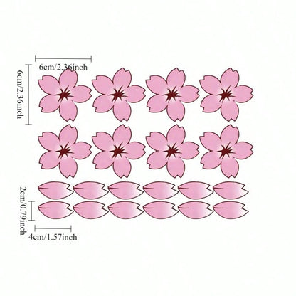 20pcs Beautiful Cherry Blossom Bicycle Decorative Stickers, Vinyl Waterproof Sun-Proof No-Residue, Suitable For Bicycle, Road, Mountain Bike DIY Cover Vehicle Body Scratches, Motorcycle And Helmet Exq