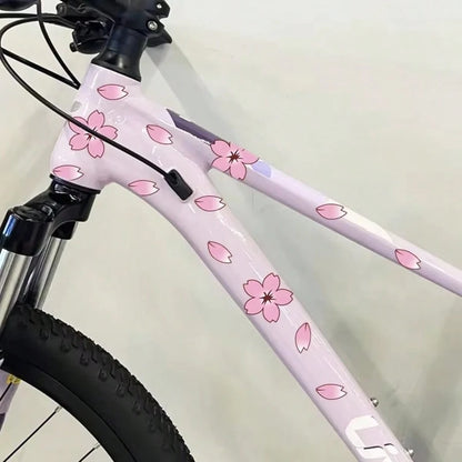 20pcs Beautiful Cherry Blossom Bicycle Decorative Stickers, Vinyl Waterproof Sun-Proof No-Residue, Suitable For Bicycle, Road, Mountain Bike DIY Cover Vehicle Body Scratches, Motorcycle And Helmet Exq