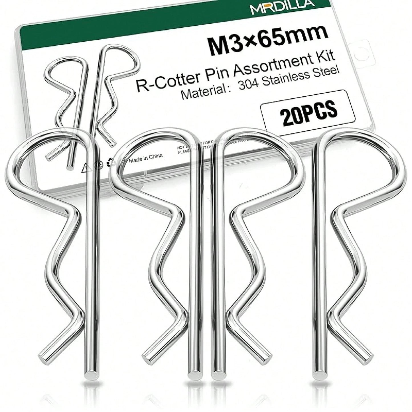 20Pcs Cotter Pins R Clips, Stainless Steel Hitch Pin Clips For Trailer, Tractor, And Automotive Repair, M3x65mm