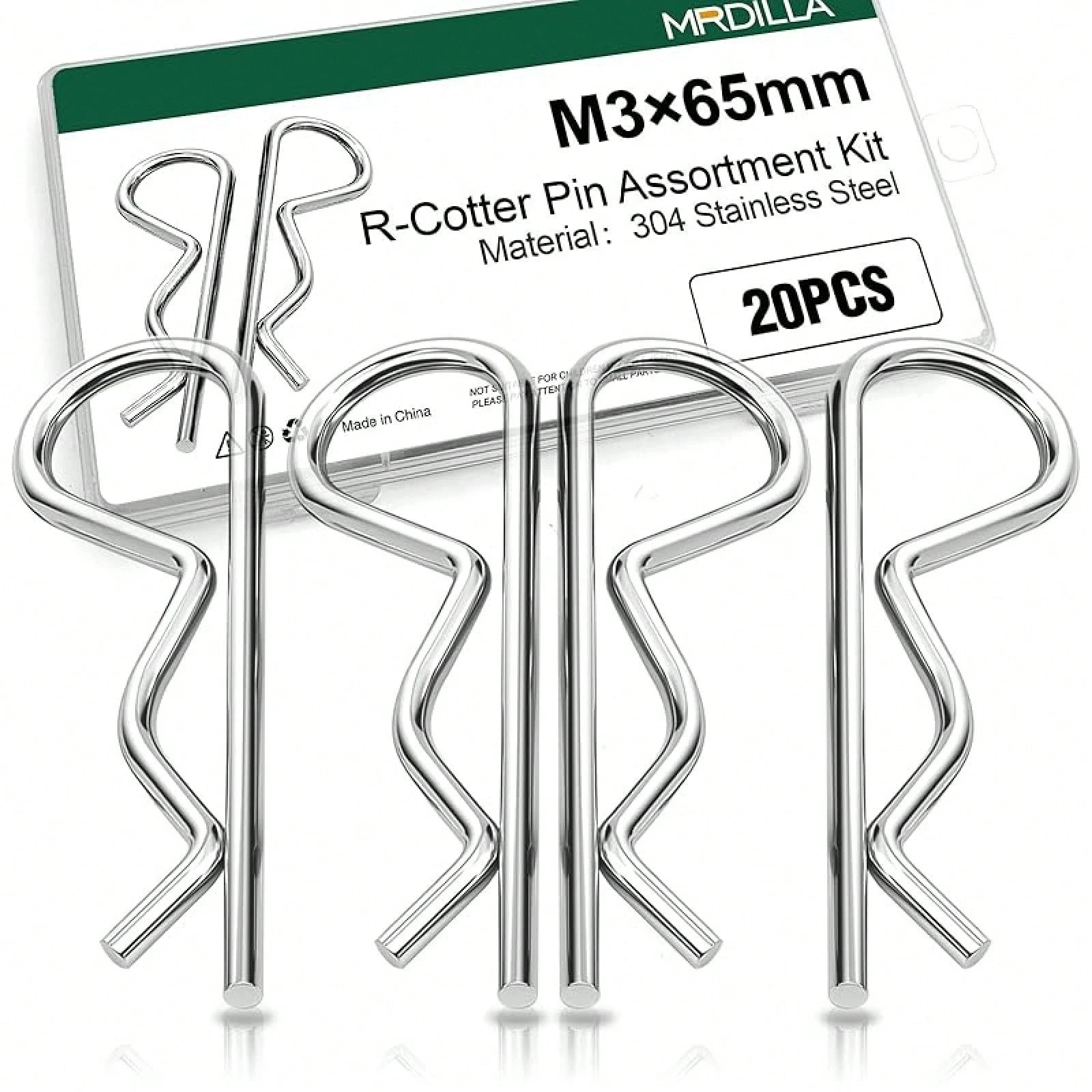 20Pcs Cotter Pins R Clips, Stainless Steel Hitch Pin Clips For Trailer, Tractor, And Automotive Repair, M3x65mm