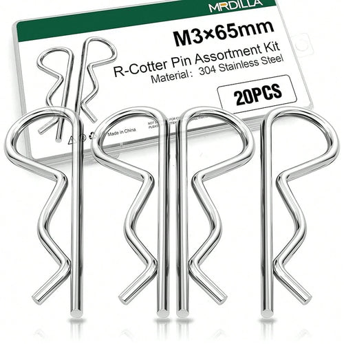 20Pcs Cotter Pins R Clips, Stainless Steel Hitch Pin Clips For Trailer, Tractor, And Automotive Repair, M3x65mm