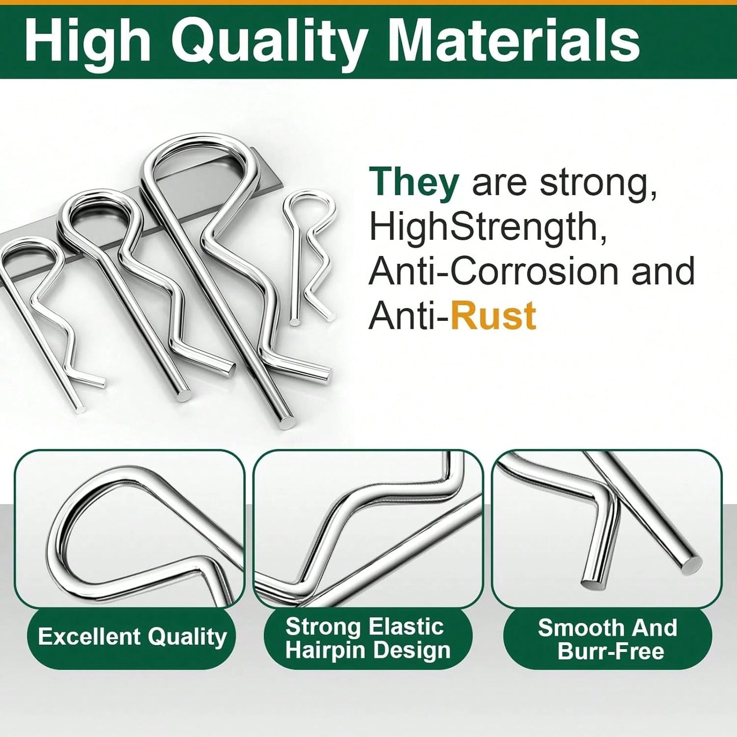 20Pcs Cotter Pins R Clips, Stainless Steel Hitch Pin Clips For Trailer, Tractor, And Automotive Repair, M3x65mm