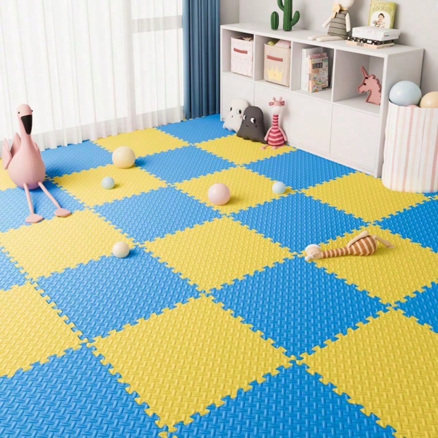 24-Piece Fitness Mat, Interlocking Exercise Foam Mat, Gym Mat, Non-Slip Puzzle Mat, Non-Slip Waterproof, Anti-Fall Noise Reduction, Home Living Room Bedroom Puzzle, New Durable Material, Training Supp