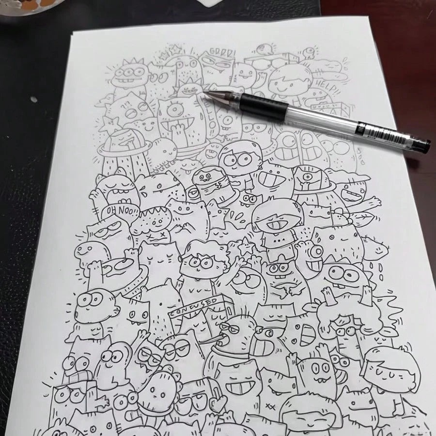 25/50/75/100pcs Stress Relief Line Drawing Practice Sheets- Random Non-Repeating Styles, Stress Relief Line Art, Pen Control Practice, Sketching Line Drawing Book, Essential For Drawing Practice, Sui