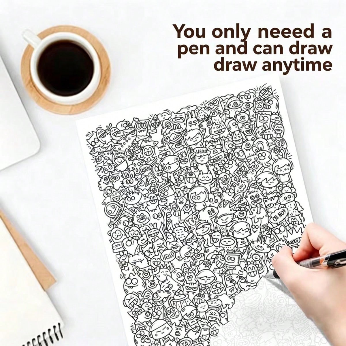 25/50/75/100pcs Stress Relief Line Drawing Practice Sheets- Random Non-Repeating Styles, Stress Relief Line Art, Pen Control Practice, Sketching Line Drawing Book, Essential For Drawing Practice, Sui