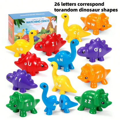 26pcs Dinosaur Alphabet Matching Skill Educational Toys, Preschool Color Recognition And Sorting Montessori Learning Toys