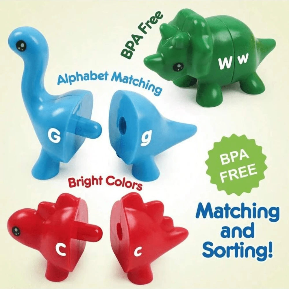 26pcs Dinosaur Alphabet Matching Skill Educational Toys, Preschool Color Recognition And Sorting Montessori Learning Toys