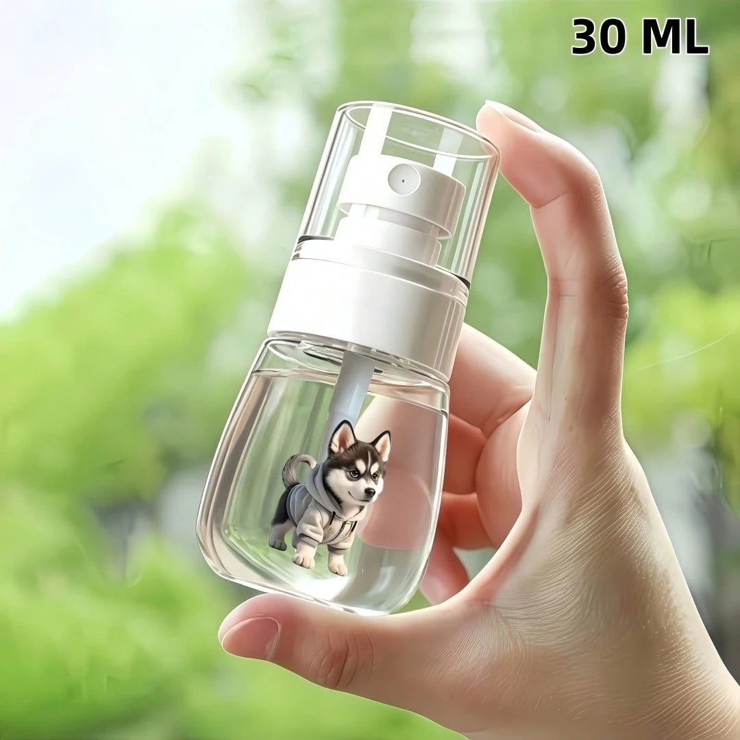 [2D Flat] 1pc Husky Wearing Hoodie Design/Cute Cat Pattern Print Spray Bottle, Transparent Refillable, Suitable For Makeup Remover, Toner, Liquid Cosmetics, Women's Commute Beauty Travel Empty Bottle