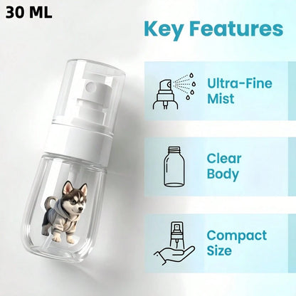 [2D Flat] 1pc Husky Wearing Hoodie Design/Cute Cat Pattern Print Spray Bottle, Transparent Refillable, Suitable For Makeup Remover, Toner, Liquid Cosmetics, Women's Commute Beauty Travel Empty Bottle