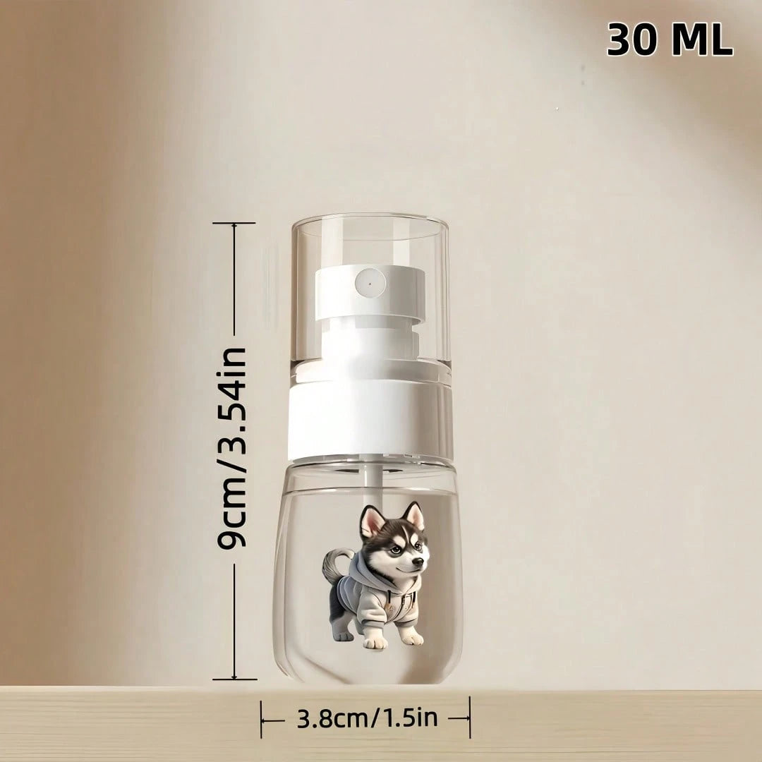 [2D Flat] 1pc Husky Wearing Hoodie Design/Cute Cat Pattern Print Spray Bottle, Transparent Refillable, Suitable For Makeup Remover, Toner, Liquid Cosmetics, Women's Commute Beauty Travel Empty Bottle