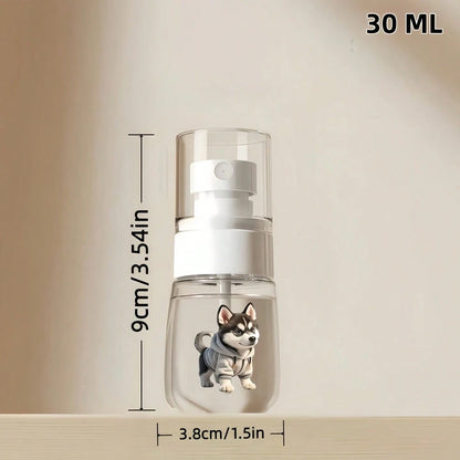 [2D Flat] 1pc Husky Wearing Hoodie Design/Cute Cat Pattern Print Spray Bottle, Transparent Refillable, Suitable For Makeup Remover, Toner, Liquid Cosmetics, Women's Commute Beauty Travel Empty Bottle