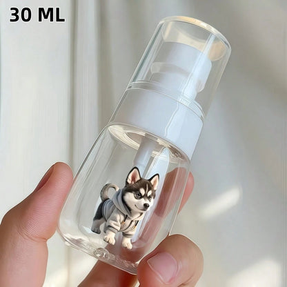 [2D Flat] 1pc Husky Wearing Hoodie Design/Cute Cat Pattern Print Spray Bottle, Transparent Refillable, Suitable For Makeup Remover, Toner, Liquid Cosmetics, Women's Commute Beauty Travel Empty Bottle